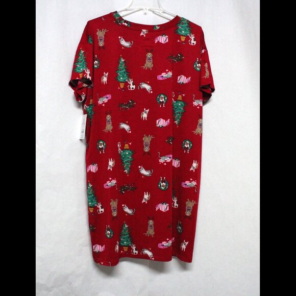 Joyspun L-XL Large - XLarge Short Sleeve Dogs & Cats Christmas Gown With Pockets - Picture 2 of 12